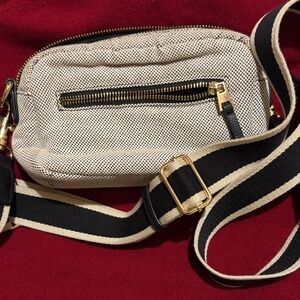 Universal Thread Neutral Woven Crossbody Bag with Striped Strap